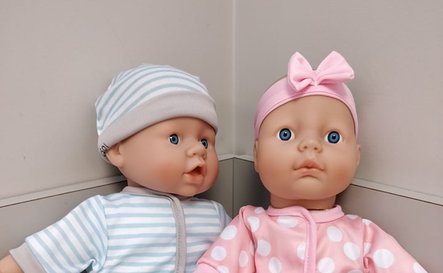 10517 - Twins: Charlie and Lola + Wooden Cot